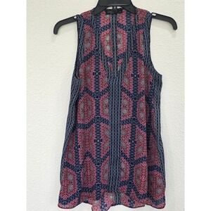 Abstract Geometric Print Sleeveless V‎ Neck Tunic Top Womens